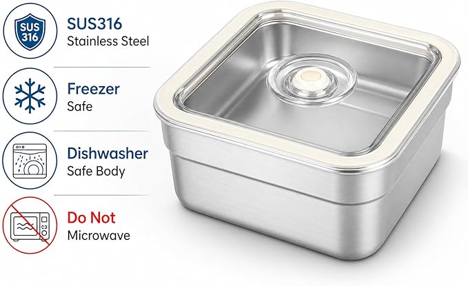 Vacuum Sealed Food Storage Container with Air Valve (1000ml)，Works With Handheld Vacuum Sealer Machine(Vacuum Sealer Not Included)