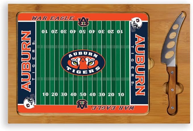 PICNIC TIME NCAA Icon Glass Top Cutting Board & Knife Set, Cheese Boards Charcuterie Boards, Serving Platter, (Parawood & Bamboo)