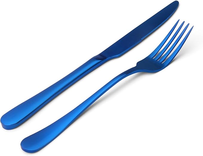 Matte Blue Silverware Set, Satin Finish 20-Piece Stainless Steel Flatware Set, Kitchen Utensil Set Service for 4, Tableware Cutlery Set for Home and Restaurant, Dishwasher Safe