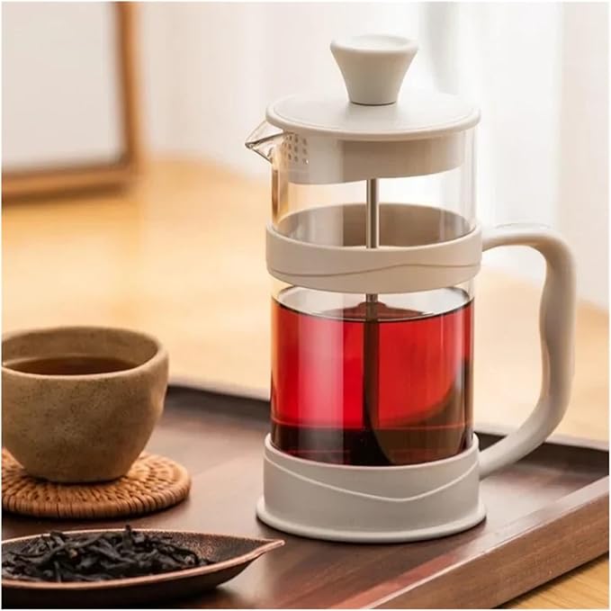 Transparent Glass French Press Pot Heat-resistant Coffee Teapot Filter Cup Hand Punch Cold Brew Pot Household Office Coffee Cups(800ml)
