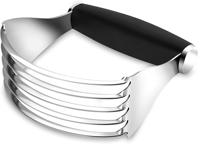 Rainspire XL Pastry Cutter For Baking, Heavy Duty Pastry Blender Stainless Steel, Thick Sharp Blades Dough Blender, Dough Cutter Butter Cutter Pastry for Easy Mixing, Dishwasher Safe (Black)