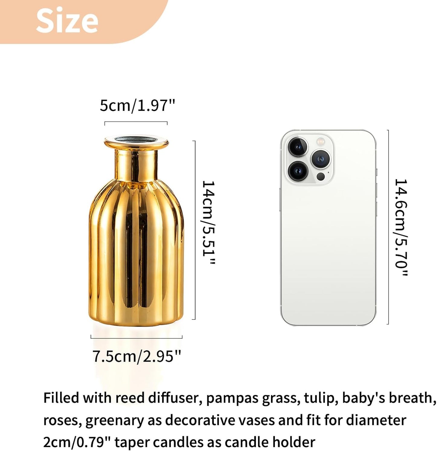NUPTIO Bud Vases Small Gold: 12 Pcs Glass Vase Set in Bulk for Flowers - Mini Vintage Flower Bottle Single Assorted Vases for Wedding Table Centerpieces