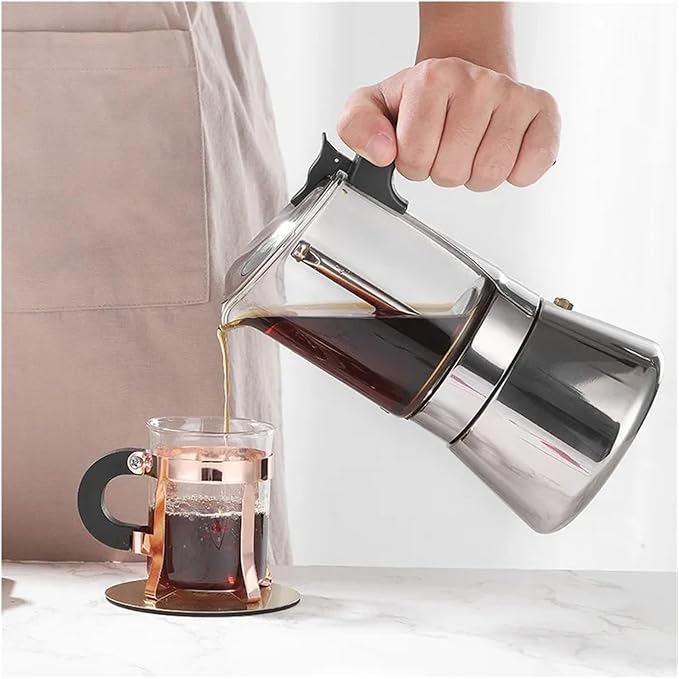 Espresso Maker Stainless Steel Italian Manual Coffee Machine Maker Moka Pot Multifunctional Portable Hand Brew Coffee Pot(1pcs 200ml)