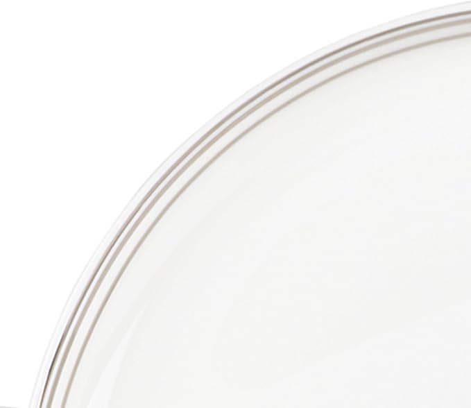 Everyday White by Fitz and Floyd Nevaeh Bone China Coupe Platinum Bands Dinnerware Set, Service for 4