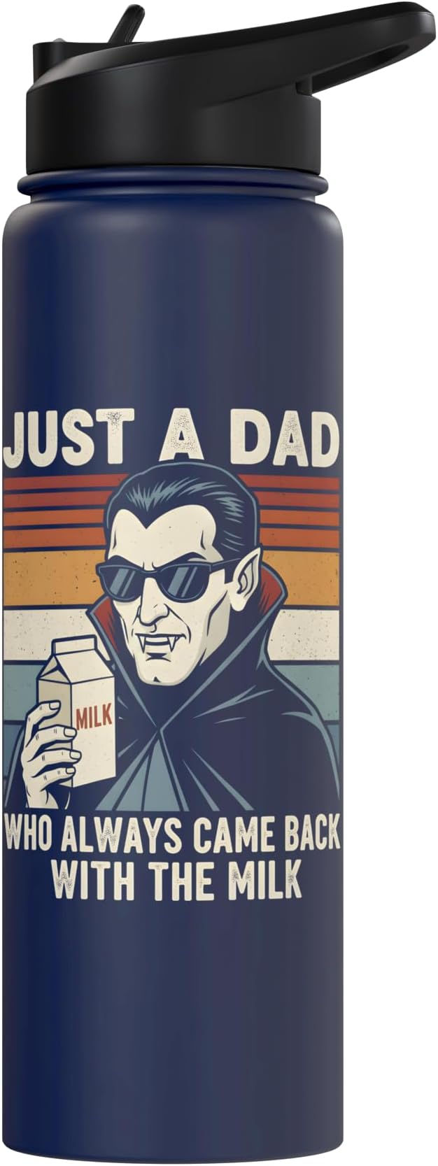 Vampire Dad Who Always Came Back With The Milk Retro Sunset Stainless Steel Insulated Water Bottle