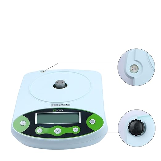 U.S. Solid Digital Analytical Balance 5kg x 0.01g, High Precision Lab Scale, 10 Weighing Units, AC 100V-240V & DC 9V, Piece Counting