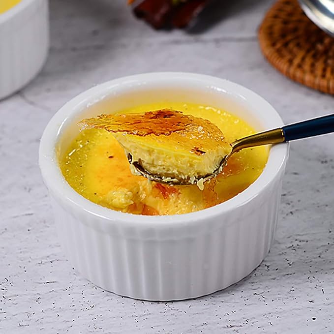 Foraineam Set of 12 Pcs 6 oz Porcelain Souffle Dishes, White Ramekins Bakeware Set Dessert Custard Baking Cups for Baking, Cooking, Serving and More
