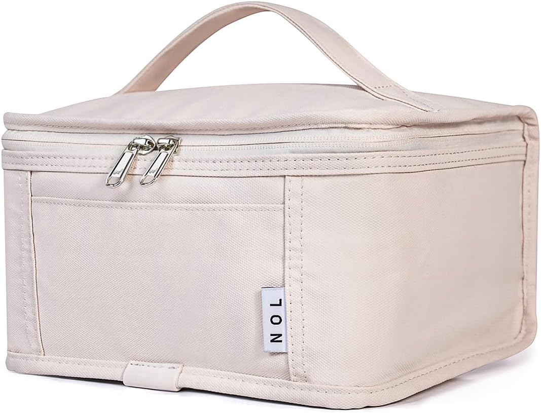 NOL Natural Organic Lifestyle Small Lunch Bag Mini Lunch Box Insulated Lunch Bag for Men/Women Leakproof Cooler Tote Bag Lightweight Nylon Waterproof Lunch Box For Work, Cream