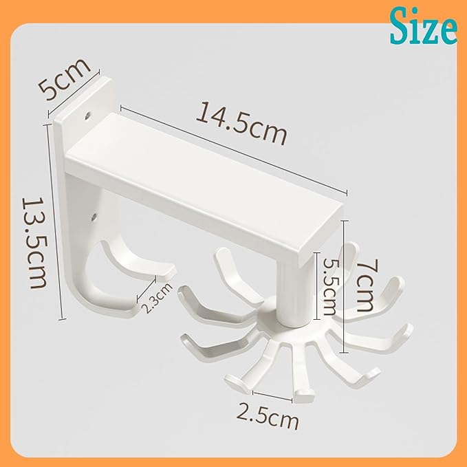 Kitchen Utensil Hanger - Retractable Spatula Rack & Spoon Holder, Wall Mount, White