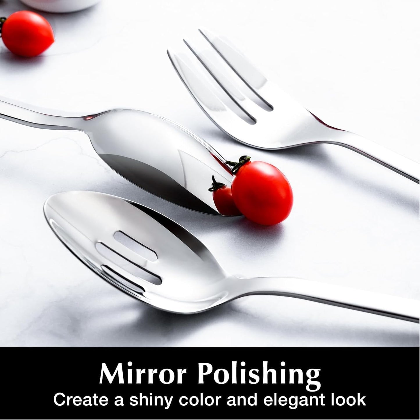 KINGSTONE Large Hostess Serving Utensils Set, 18/10 Stainless Steel -10 inch Serving Spoons, Slotted Spoons, Forks, Tongs, Cake Pie Server, Butter Knife, Sugar spoon for Buffet, Wedding, Party