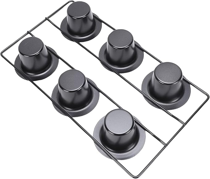 HEEPDD 6 Cup Popover Pans, Popover Pans Heavyweight Carbon Steel Bakeware Easy to Pan for Pudding Muffins Popovers Baking 6 Cup, Deep Non Stick Sturdy loaf pan