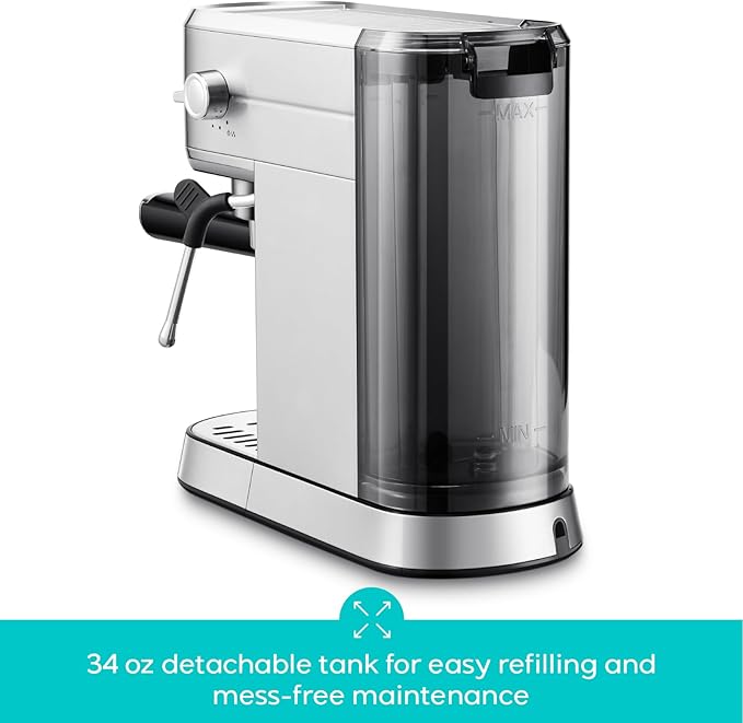 CASABREWS CM5418 Espresso Machine 20 Bar, Compact Espresso Maker with Steam Milk Frother, Stainless Steel Coffee Machine with 34oz Removable Water Tank for Cappuccino, Small Latte Machine, Silver