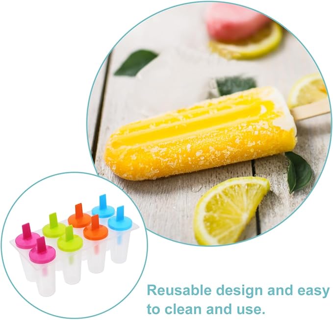 DOITOOL Ice Pop Molds for Kids and Adults Reusable Diy Maker Easy Release Plastic Ice Cream Mold with Lid 2.95X4.72X1.57In Perfect for Summer Treats and Parties