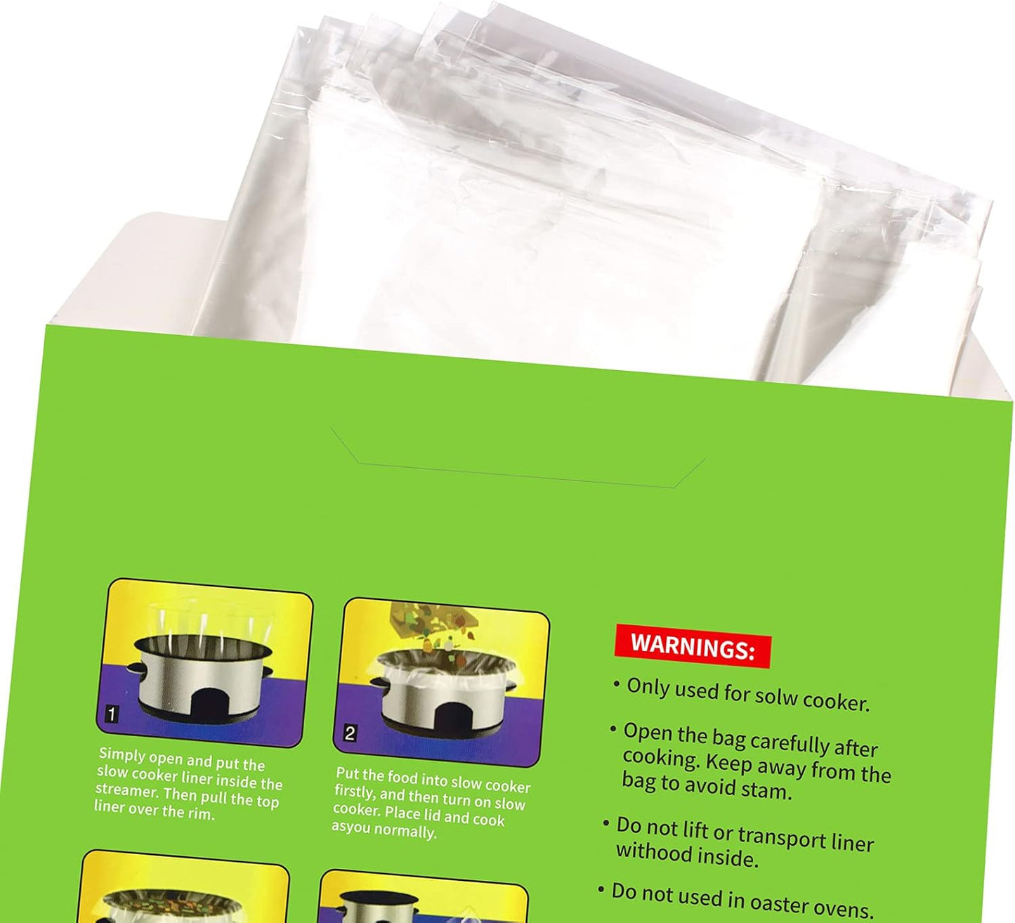 ECOOPTS Slow Cooker Liners Disposable Cooking Bags Large Size Pot Liners Fit 4QT to 8.5QT Suitable for Oval & Round Pot (20 BAGS)