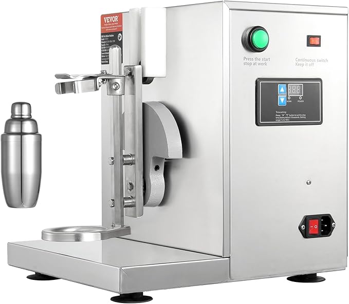 VEVOR Milk Tea Shaker, Electric Milk Tea Maker Machine, 0-180s Adjustable Milk Tea Shake Mixer Machine with 750ML Stainless Steels Cup for Bubble Tea, Boba Tea, Juice, Coffee, Milk, Wine