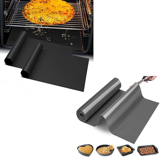 Oven Liner for Bottom of Oven + Cut to Size Silicone Baking Mat Roll