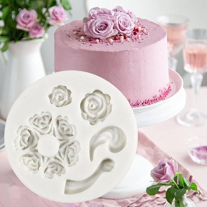 White Dessert Mold Food Grade Mini Rose Flower Teapot Mold Fondant Gum Paste Pastry Baking Molds