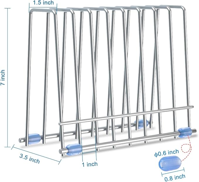 Reusable Storage Bags Rack, Drying Rack for Storage Bags, Stainless Stand for Reusable Freezer Containers & Vacuum Sealer Bags , File Organizer Desktop Storage, Kitchen Storage & Organization (Silver)