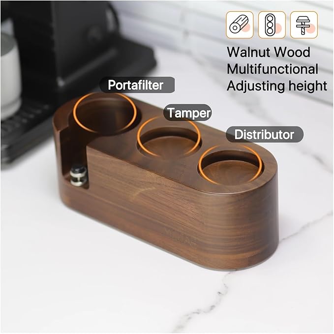 Walnut Wood Coffee Filter Holder, Espresso Tamper Mat Stand, Coffee Maker Support Base Rack, Barista Accessories(Dull)