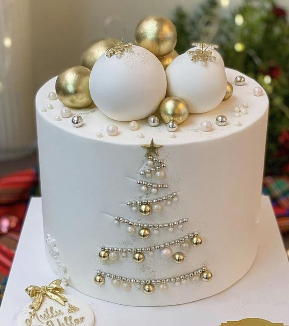 4 in 1 Super Gold Pearl Sugar Sprinkles 6 oz, 4 sizes Candy Pearls Ideal for Baking, Cake and Cupcake Toppers, Cookie Decoration, Ice Cream Topping, Wedding Shower Party Valentines Halloween Christmas