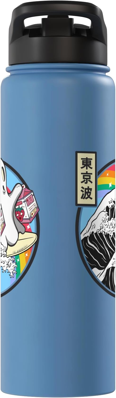 Surfing Ghost Strawberry Milk Cartons Anime Kawaii Vaporwave Stainless Steel Insulated Water Bottle