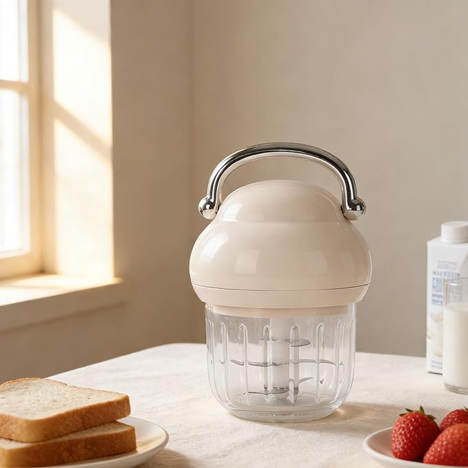 banapoy Electric Garlic Chopper, 21000 RPM Portable Veggie Chopper Garlic Onion Grinder Masher, Cordless Mini Baby Food Processor, for Ginger, Chili, Fruit, 350ML
