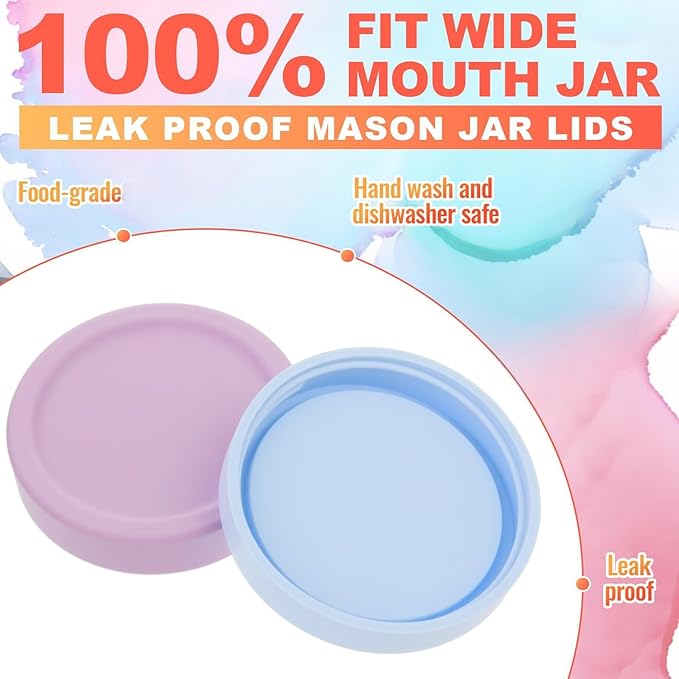 Teenyyou 12 Pcs Silicone Regular Mouth Lids Mason Jar Lids Thickened Leak Proof Lid for 70 mm All regular mouth Mason Jars, Reusable Large Canning Jar Caps(Morandi)