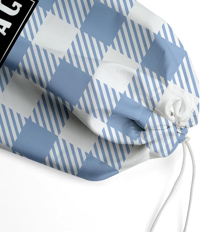 Plastic Bag Holder,Reusable And Washable Grocery Bag organizer,for Home Kitchen Travelling Camping Decor, use 1 Pack, Blue And White Checkered Pattern