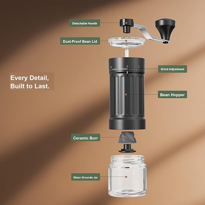 Manual Coffee Grinder, 40 Levels External Adjustment, Portable Hand Coffee Bean Mill, Ceramic Burr Coffee Grinder