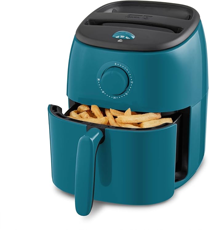 Dash Tasti-Crisp™ Air Fryer - AirCrisp® Technology - Compact Design with Adjustable Temperature Control - Nonstick Fry Basket & Auto Shut-Off Feature - 2.6 Quarts - Teal