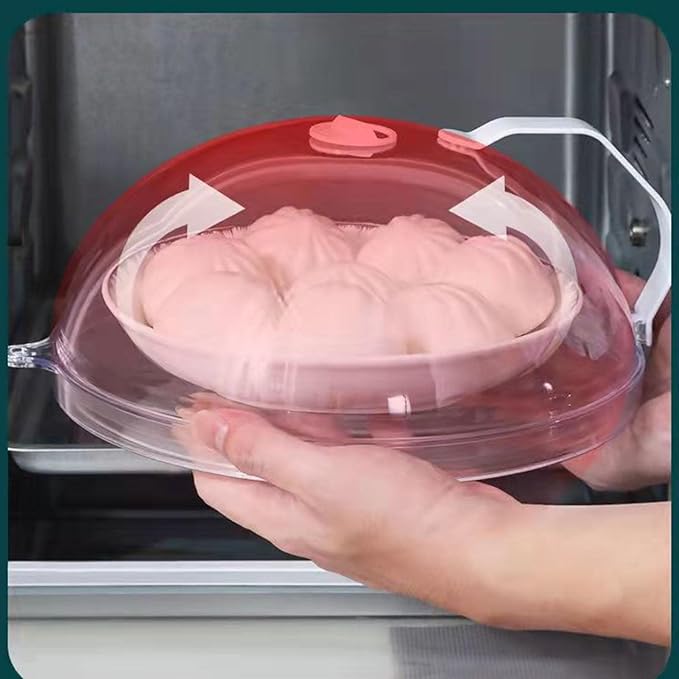 Microwave Oven Splatter Cover,High Temperature Proof Plastic Splash Guard Lid with Steam Vents and Handle for Keeps Microwave Oven Tidy and Food Fresh(Upgraded)