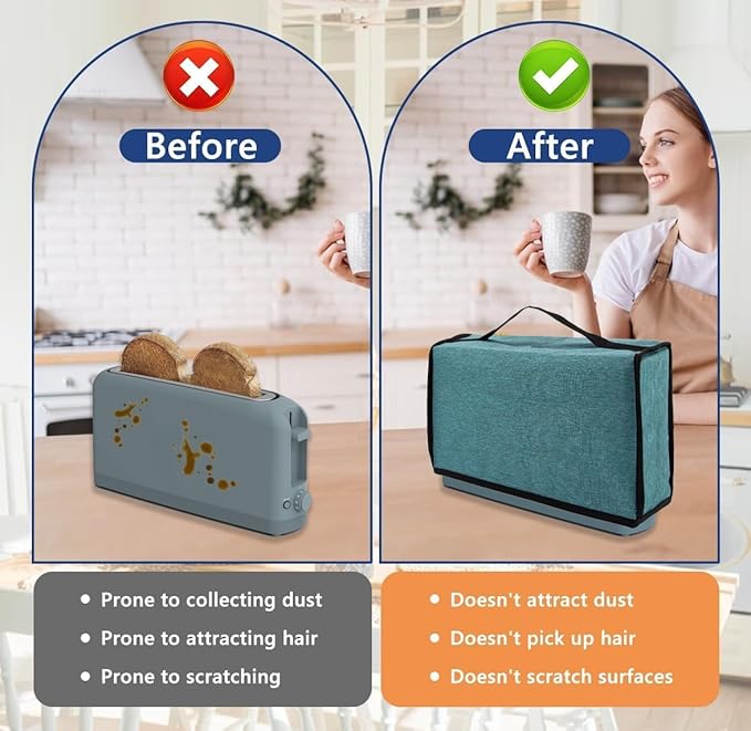 Cover for Bella 2 Slice Slim Toaster,Heat-Resistant Dustproof Waterproof Kitchen Heavy Protection Appliances Case Covers with Handle,for Bella 2 Slice Slim Toaster,Women/Mother's Day Gift (Green)