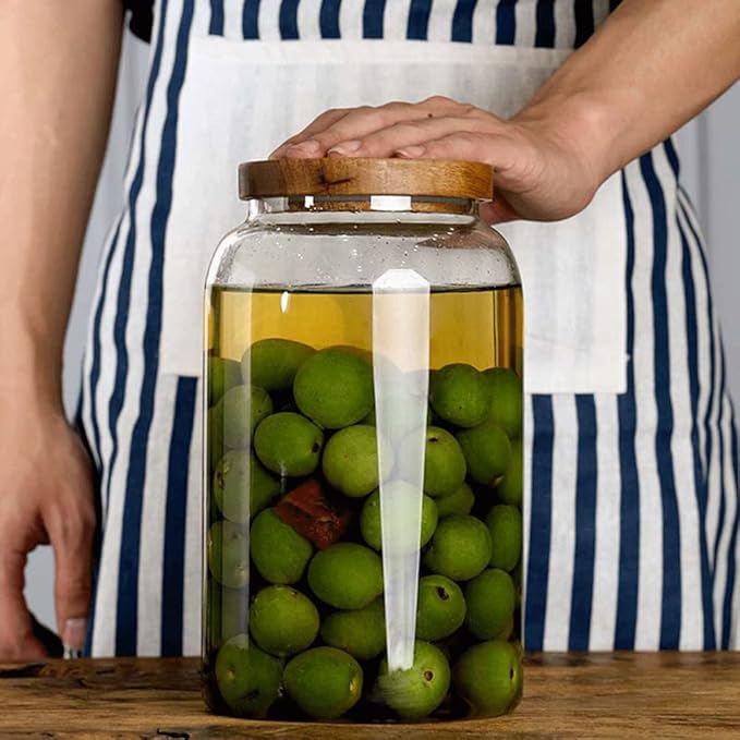 Large Glass Jars with Airtight Wooden Lid, Food Storage Glass Canister, Clear Cereal Storage Container for Flour, Sugar, Coffee Beans, Snack (40 FL OZ (1200ml))
