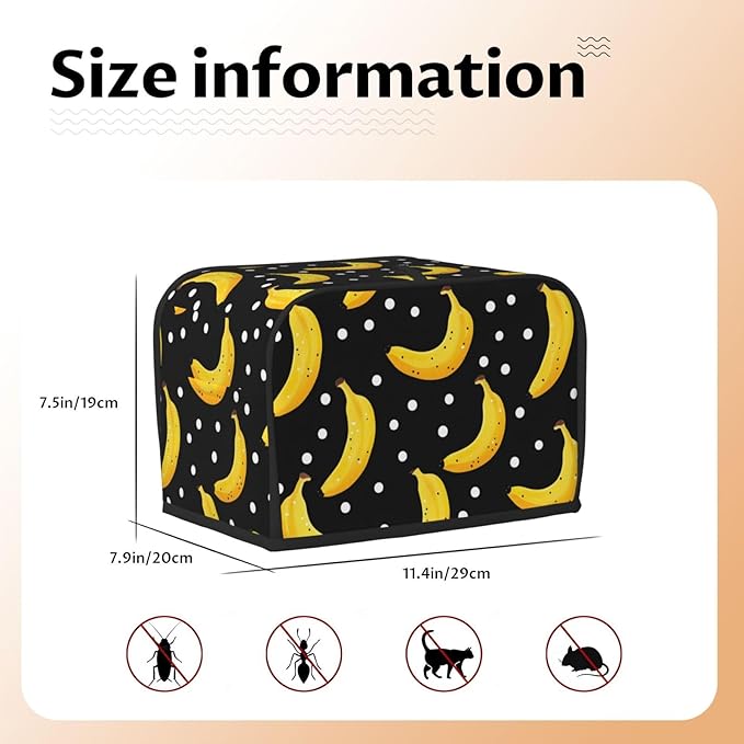 Cute Bananas Toaster Cover, 2 Slice, Polyester, Water Repellent, No Closure