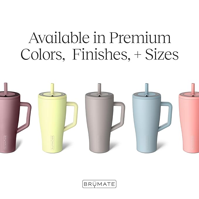BrüMate Era 30 oz Tumbler with Handle and Straw | 100% Leakproof Insulated Water Bottle Tumbler with Lid and Flexible SoftSip Straw | Made of Stainless Steel | Cup Holder Friendly | 30oz (Rose Taupe)