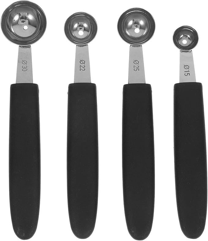 OUNONA 4pcs Stainless Steel Melon Baller Ice Cream Scoop Melon Ball Scoop Watermelon Spoon for Gelato Cantaloupe Ice Cream Watermelon Fruit