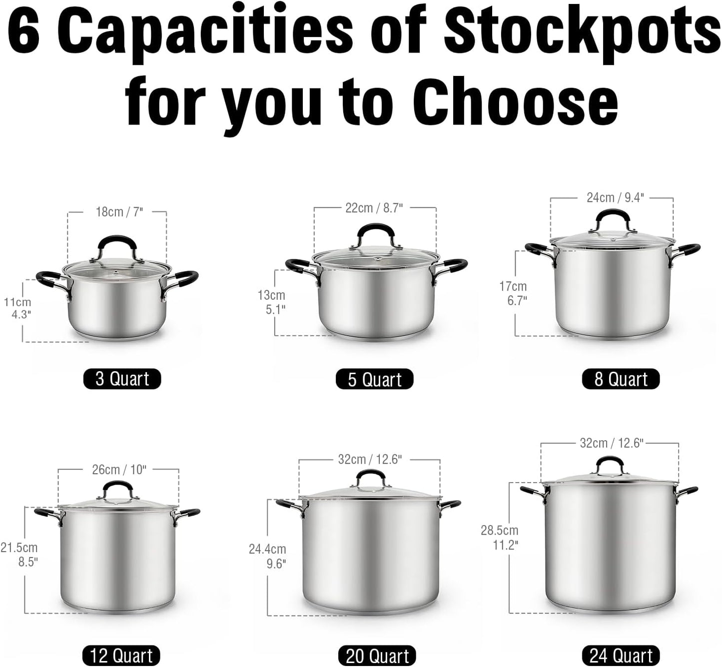 Cook N Home Stockpot Large pot Sauce Pot Induction Pot With Lid Professional Stainless Steel 20 Quart, with Stay-Cool Handles, silver