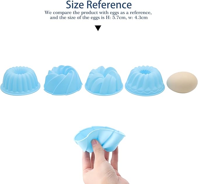 Tongjude 48 Pieces Silicone Donut Mold, 3.15" Diameter 1.37" Deep Small Reusable Baking Cups, Non-Stick, 4 Shape Silicone Molds, Heat Resistant Bakeware for Bagel, Muffin, Jello and Cake Baking