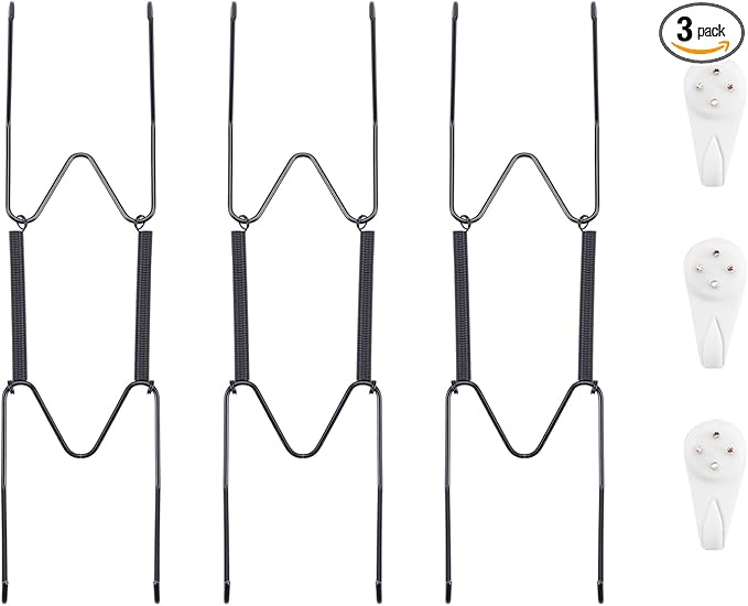 Bilillo 3 Pack Plate Hangers for The Wall, Suitable for 8''-10'' Decorative Plate,Invisible Heavy Duty Wire Plate Holder with Wall Hooks, Plate Hangers for Displaying Plates, Platter, Dish (Black)