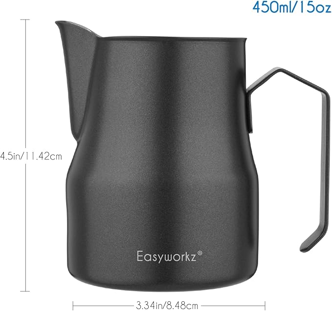 Easyworkz Pedro Stovetop Espresso Maker 4Cup 200ml, Bundled Espresso Steaming Pitcher Stainless Steel 15 oz Coffee Frothing Picther Milk Jug Cappuccino Latte Art Cup