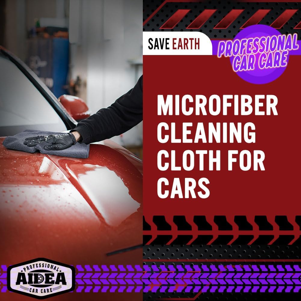 AIDEA Microfiber Cleaning Cloth Grey 50PK, Microfiber Towels for Cars, Premium Car Cloths, Dusting Cloth Lint Free Cleaning Rags for SUVs, House, Kitchen, Window, Workshops,12×12"