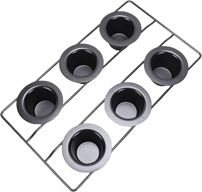 TOPINCN 6 Cup Popover Pan, Non Stick Carbon Steel Bakeware for Muffins Popovers, with Wire Rack for Even Baking and Easy Cleanup