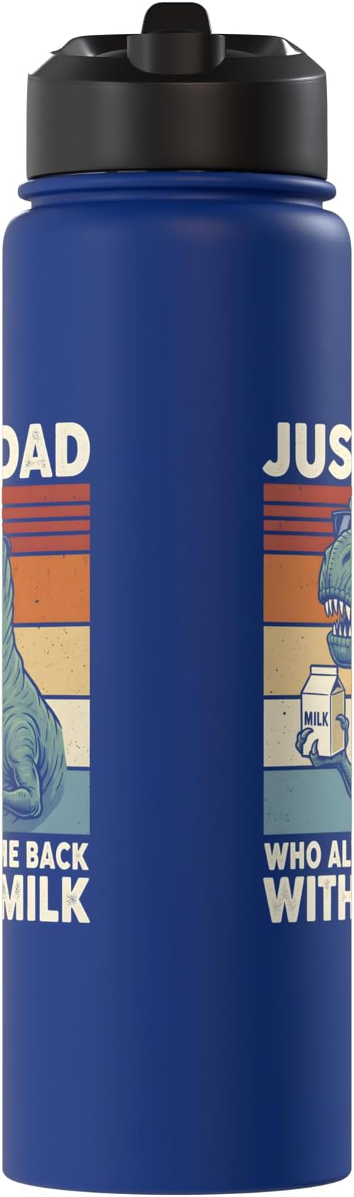 T-Rex Dad Who Always Came Back With The Milk Retro Sunset Stainless Steel Insulated Water Bottle