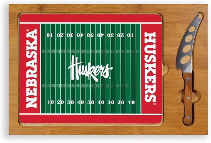 PICNIC TIME NCAA Icon Glass Top Cutting Board & Knife Set, Cheese Boards Charcuterie Boards, Serving Platter, (Parawood & Bamboo)