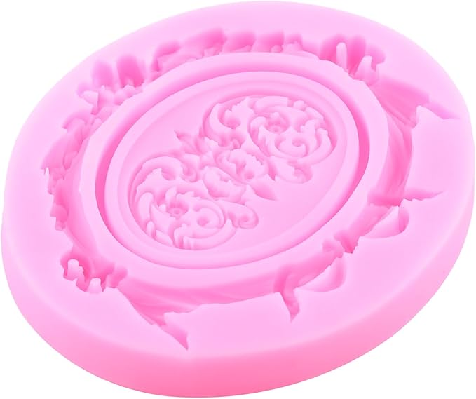 Mujiang Baroque Photo Frame Fondant Molds Picture Frame Silicone Mold Vintage Mirror Frame Molds for Cake Decoration Cupcake Topper Chocolate Candy Polymer Clay Gum Paste Set of 4