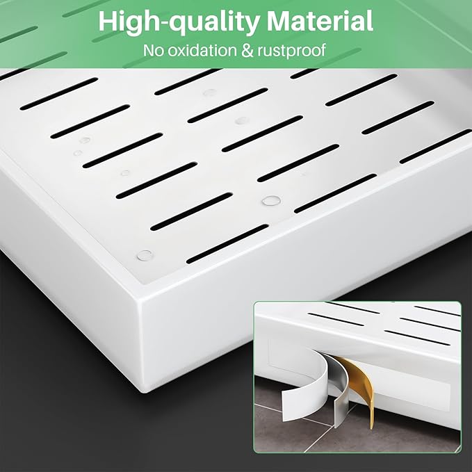 Pull out Cabinet Organizer, 21"Deep, 11.8"Wide Full-Extension Heavy Duty Slide out Drawers with Nano Adhesive, Roll Out Shelves Sliding Cabinet for Kitchen, Bathroom, Pantry,Under Sink Storage(White)