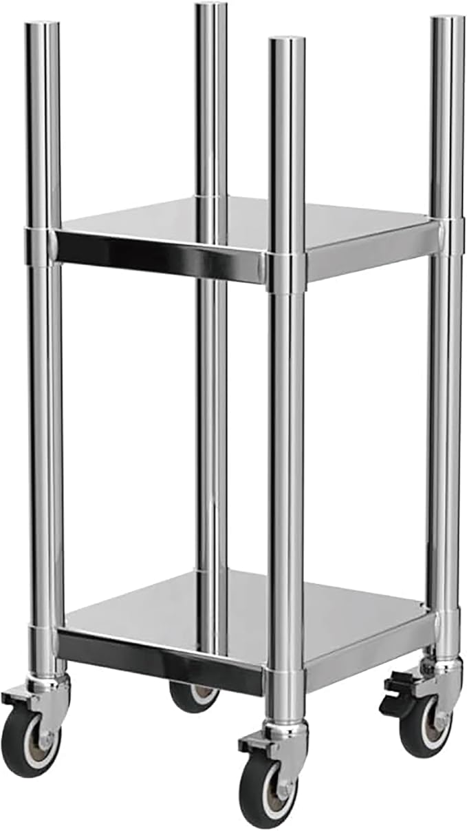 PANTIN® 14” x 14” Stainless Steel Rice Warmer Stand and Cart with Wheels & Brakes – Adjustable Height Stand for Commercial Food Warmers, Large Rice Cookers, and Commercial Cooking Equipment Stand