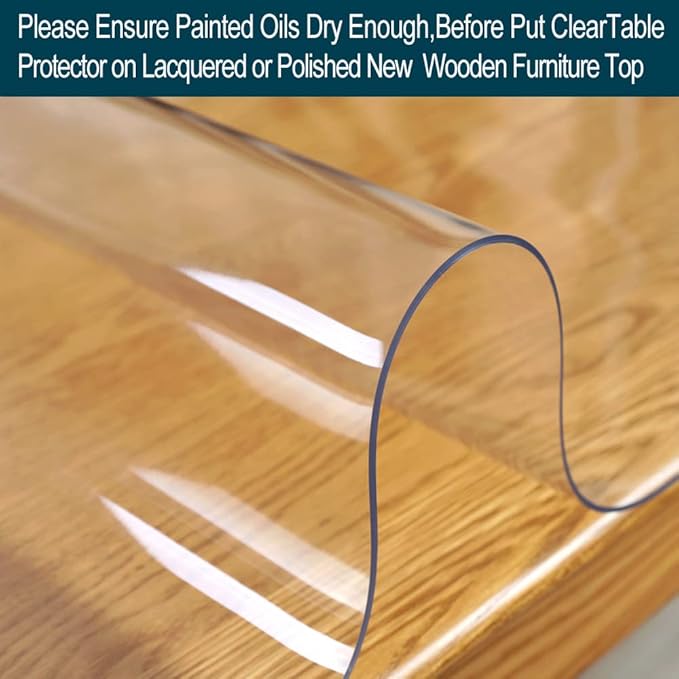 Wadrac 1.5mm Thick 17x54 Clear Table Cover Protector Study Desk Topper Pad Blotter Plastic Transparent Desk Mat for Desktop Writing Computer Desk Protector for Office and Home Easy Clean Waterproof