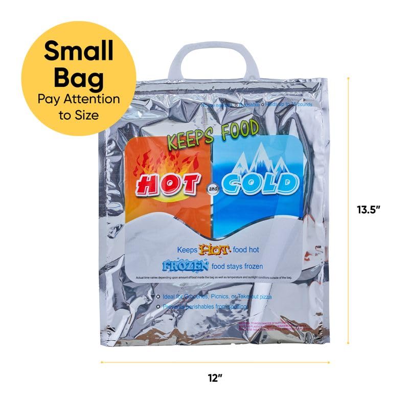 Superio Hot and Cold Insulated Bags for Food Delivery, Grocery Shopping Bags, Food Storage for Hot and Frozen Food for Travel, Disposable Cooler Bag, Reinforced Thermal Lunch Bag (3, 12"x13.5")