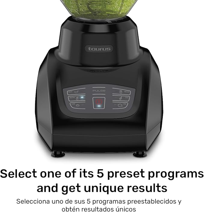 Taurus SEVILLA Countertop Blender | 48 oz Diamond Shaped Glass Jar | Touch Panel Controls with 6 Smart Pre Programmed Settings, 8 Speed Control & pulse function built-in | 550 watts